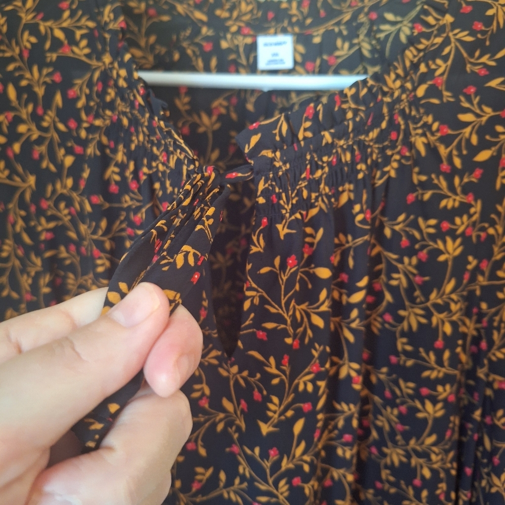 NWT Fall Color Ditsy Floral Midi Shift Dress Ruffled Hem XXL - Picture 9 of 16